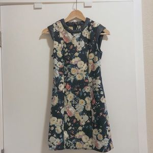 Mango Floral dress with leather hem